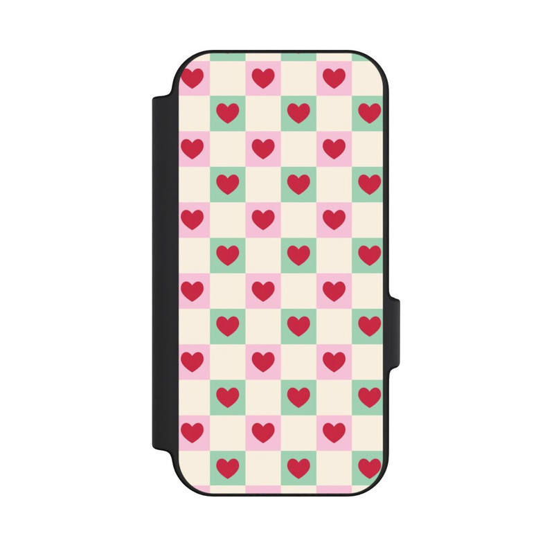 Pixel 11 NIVOflip Cœurs à Carreaux Rose et Vert Saint-Valentin