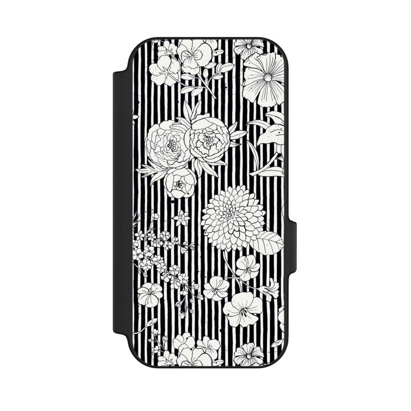 Pixel 11 Pro NIVOflip Fleurs et rayures noir et blanc