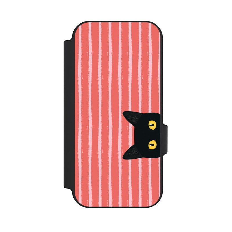 Pixel 11 Pro NIVOflip Chat noir sur fond rayé orange