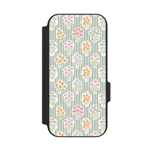 Google Pixel 11 Pro NIVOflip Ditsy Flower Sticker Bouquets on Blue and Cream Pinstripes