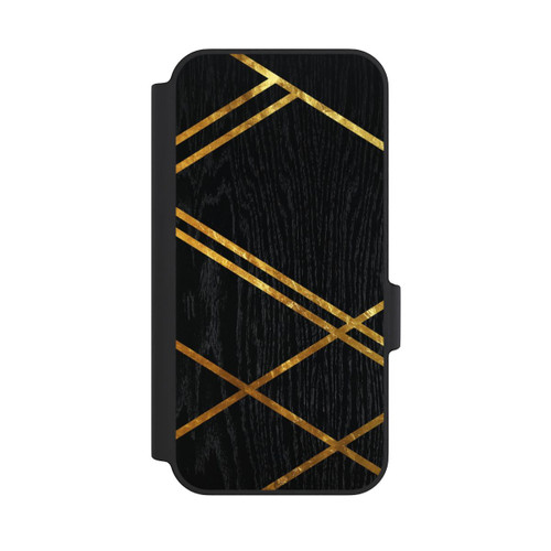 Google Pixel 11 Pro XL NIVOflip Noir Motif géométrique Rayures dorées