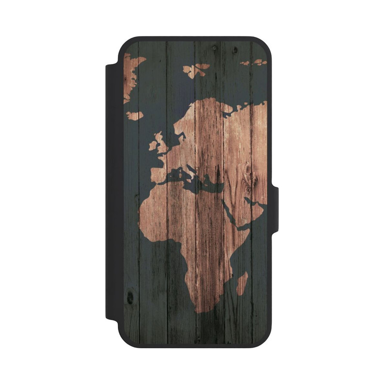Galaxy A37 5G NIVOflip Carte du Monde Effet bois