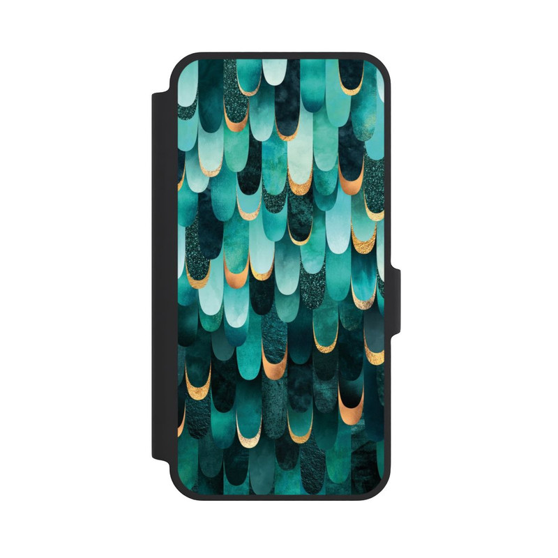 Galaxy A37 5G NIVOflip Imprimé or turquoise à plumes