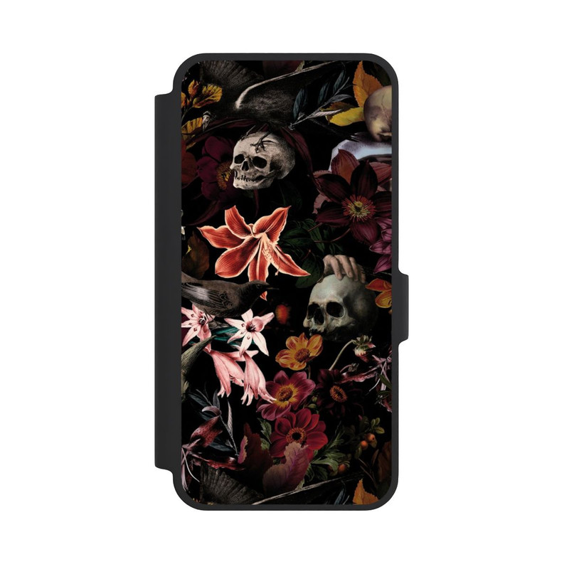 Galaxy A37 5G NIVOflip Crânes et fleurs sur fond sombre