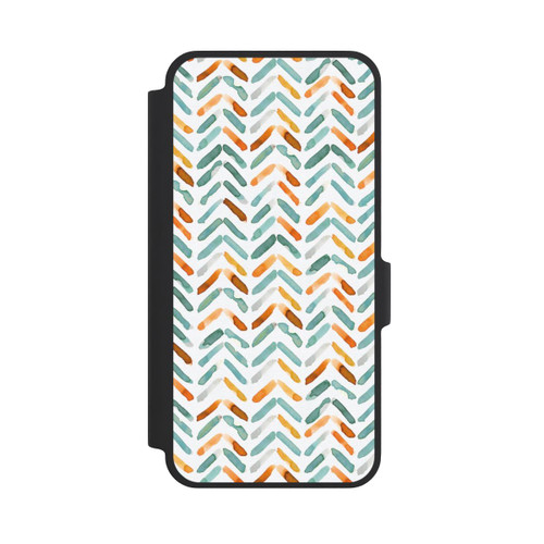 Samsung Galaxy A37 5G NIVOflip Elegantes Herbstchevron Blau Orange