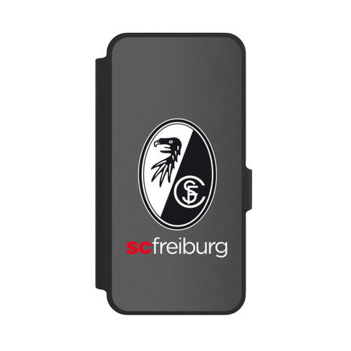Samsung Galaxy A37 5G NIVOflip Carbon Hell Hintergrund mit dem Schriftzug SC Freiburg