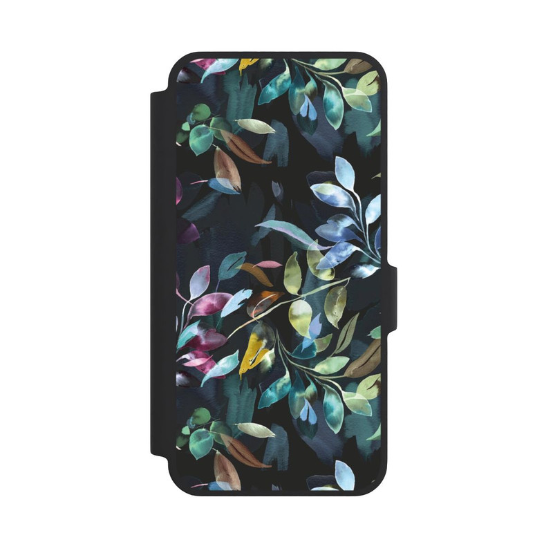 Galaxy A37 5G NIVOflip Mystische Aquarellblätter schwarz