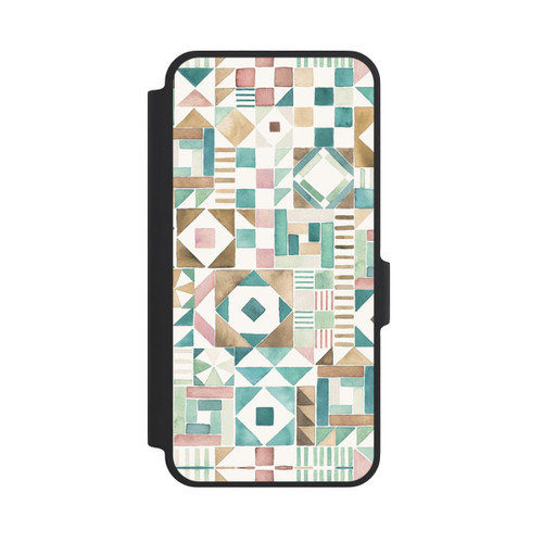 Samsung Galaxy A37 5G NIVOflip Geometric Blocks Retro Vintage Patchwork Green