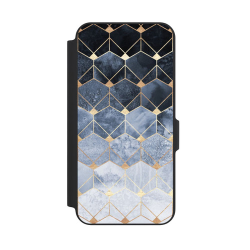 Samsung Galaxy A27 5G NIVOflip Blaue Sechsecke und Diamanten Golddruck