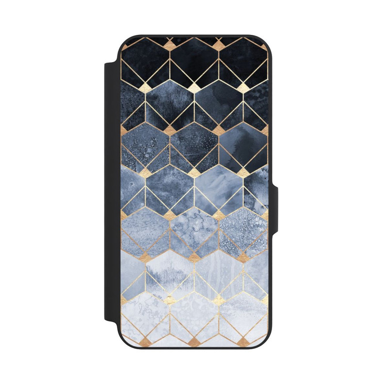 Galaxy A27 5G NIVOflip Blaue Sechsecke und Diamanten Golddruck