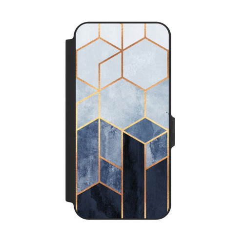 Samsung Galaxy A27 5G NIVOflip Blauer Farbverlauf Sechsecke Golddruck