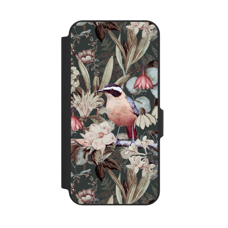 Galaxy A27 5G NIVOflip Orangefarbener Vogel im Vintage Blumenmuster