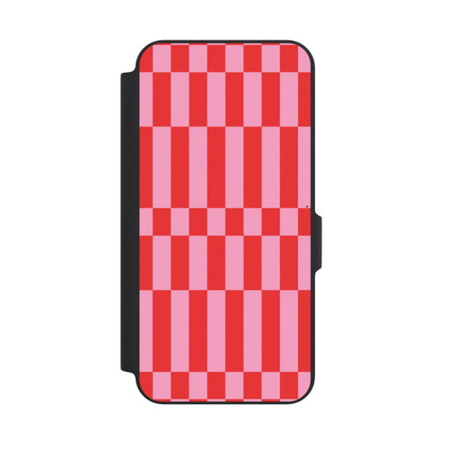 Samsung Galaxy A27 5G NIVOflip Checked Abstract Bold Coral Red and Pink Color Block