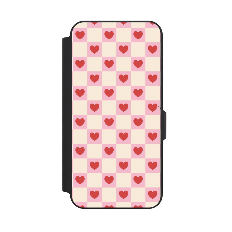 Galaxy A27 5G NIVOflip Rosa Kariertes Herzmuster Valentinstag