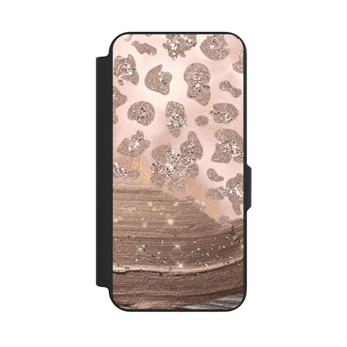 Samsung Galaxy S26 FE NIVOflip Silberner Leoparden Glitzerlook