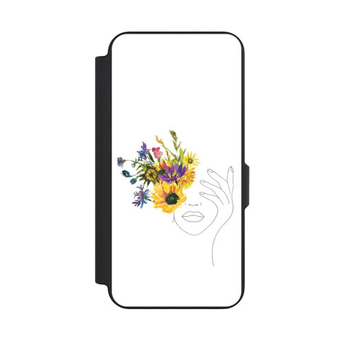 Samsung Galaxy S26 FE NIVOflip Line Art Frau Sonnenblumen