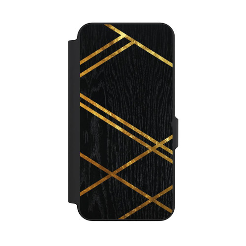 Samsung Galaxy S26 FE NIVOflip Schwarzes geometrisches Muster Goldene Streifen