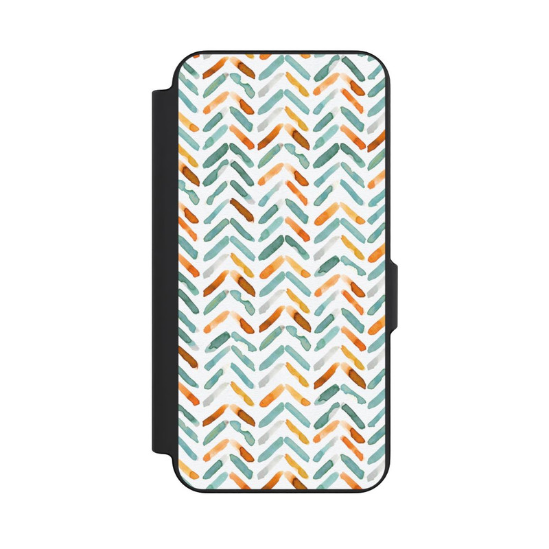 Galaxy S26 FE NIVOflip Élégant Automne Chevron Bleu Orange