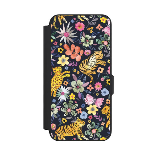 Samsung Galaxy S26 FE NIVOflip Frühlingsblumen mit Tiger schwarz