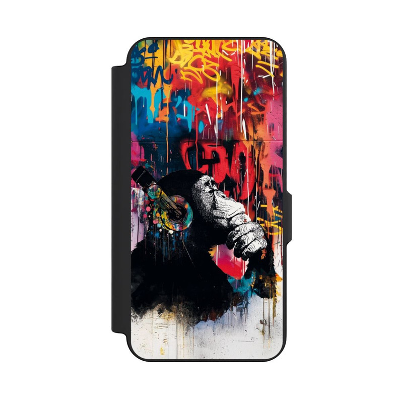 Galaxy S26 FE NIVOflip Affe Stereo Kopfhörer Graffiti Street Art Blau