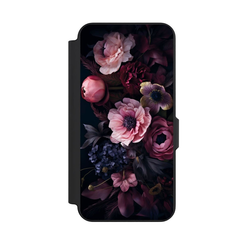 Galaxy S26 FE NIVOflip Rosa Blumenbild mit Pfingstrosen auf dunklem Hintergrund Mit KI