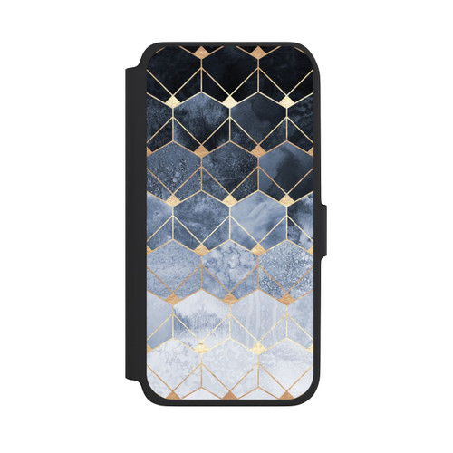 Samsung Galaxy A18 5G NIVOflip Blaue Sechsecke und Diamanten Golddruck