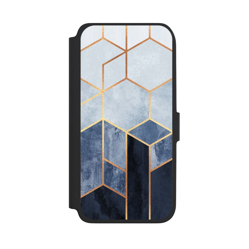 Galaxy A18 5G NIVOflip Blauer Farbverlauf Sechsecke Golddruck