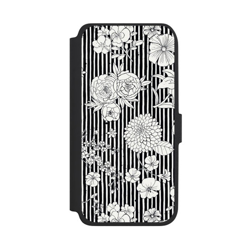 Samsung Galaxy A18 5G NIVOflip Blumen und Streifen Schwarz und Weiß