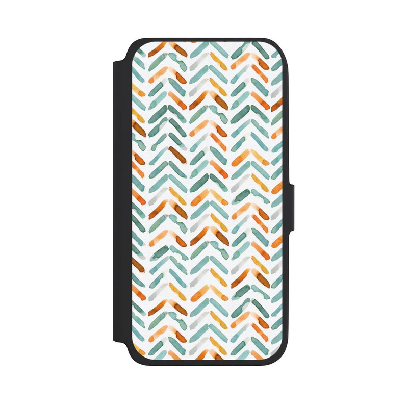 Galaxy A18 5G NIVOflip Elegantes Herbstchevron Blau Orange