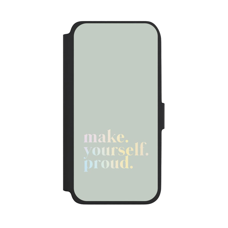 Galaxy A18 5G NIVOflip Make Yourself Proud Zitat-Minze und Farbverlauf