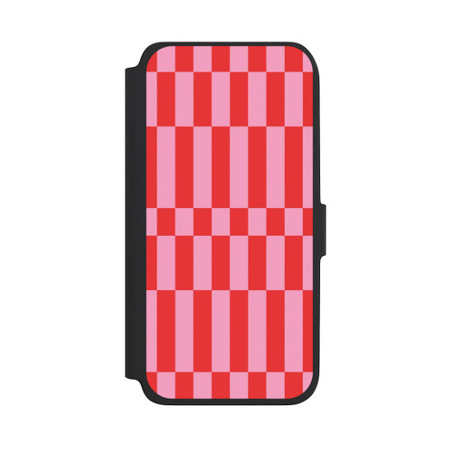 Samsung Galaxy A18 5G NIVOflip Checked Abstract Bold Coral Red and Pink Color Block