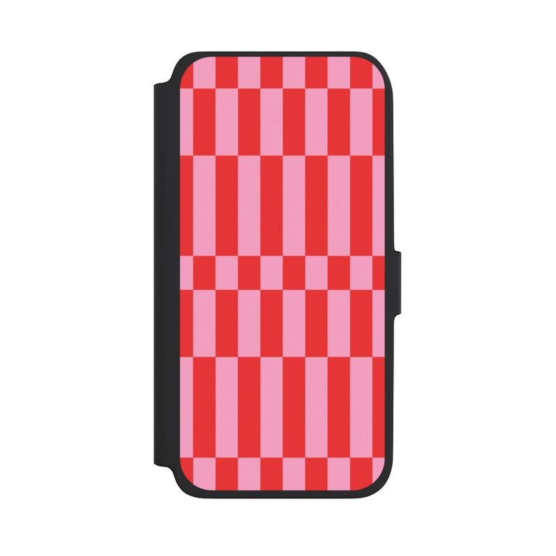 Galaxy A18 5G NIVOflip Checked Abstract Bold Coral Red and Pink Color Block