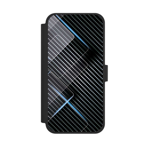 Apple iPhone 15 Plus NIVOflip Blaue Linien auf Karbon