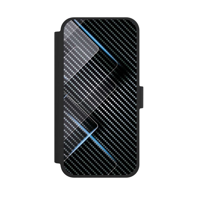 iPhone 15 Plus NIVOflip Lignes Bleues Carbones