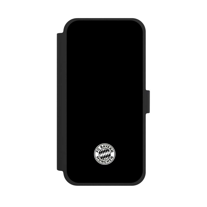 iPhone 15 Plus NIVOflip Klassisches FCB Logo Klein - Weiß auf Schwarz