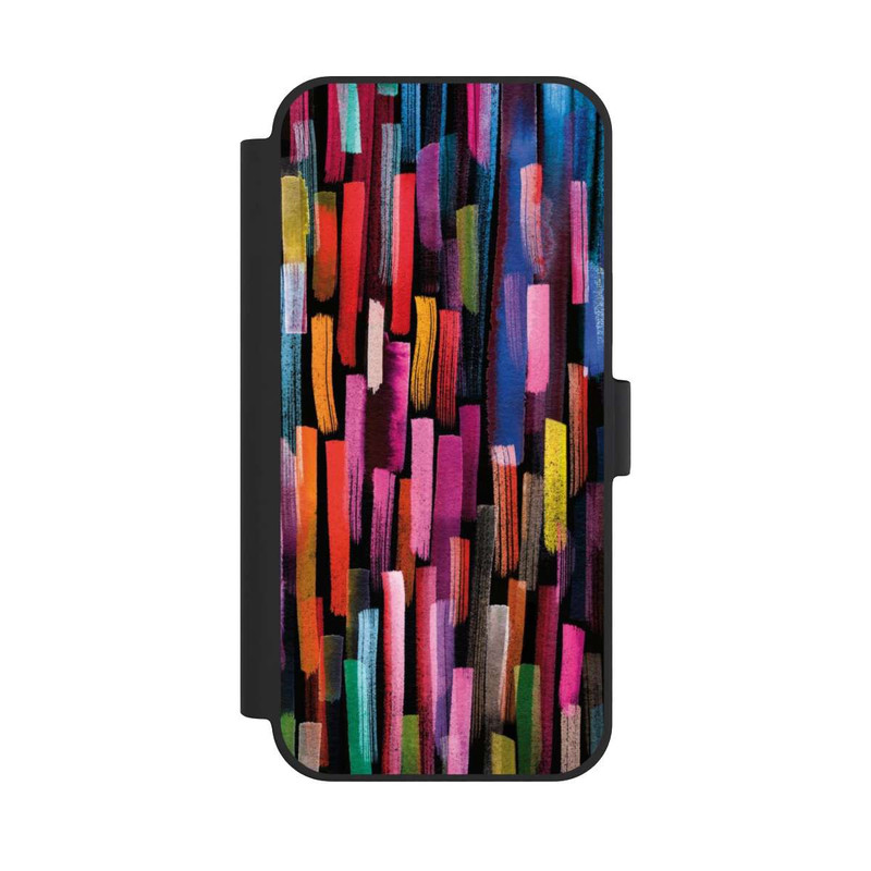 iPhone 15 Plus NIVOflip Bunte Pinselstriche schwarz