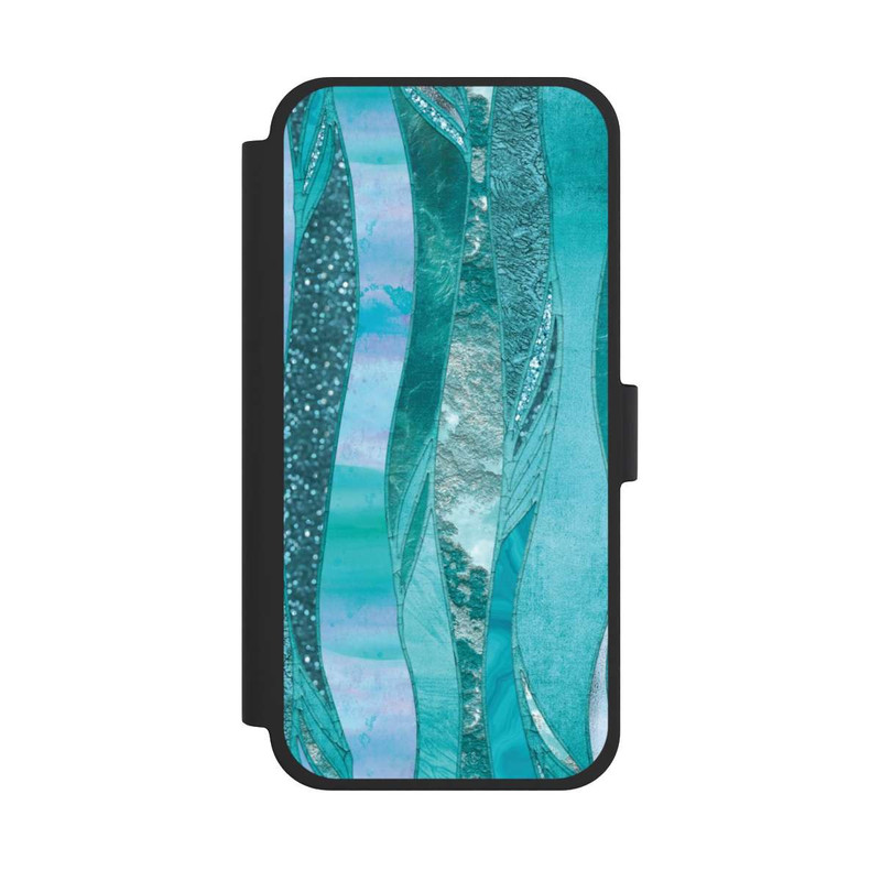 iPhone 15 Plus NIVOflip Look pailleté glamour bleu