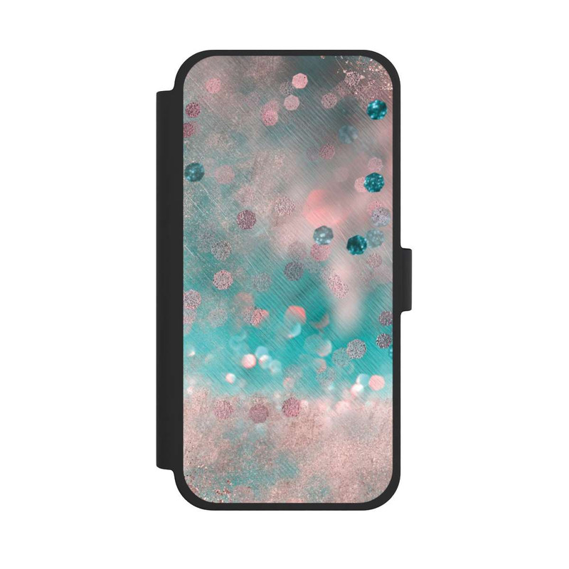 iPhone 15 Plus NIVOflip Türkis-glamouröser Glitzerlook