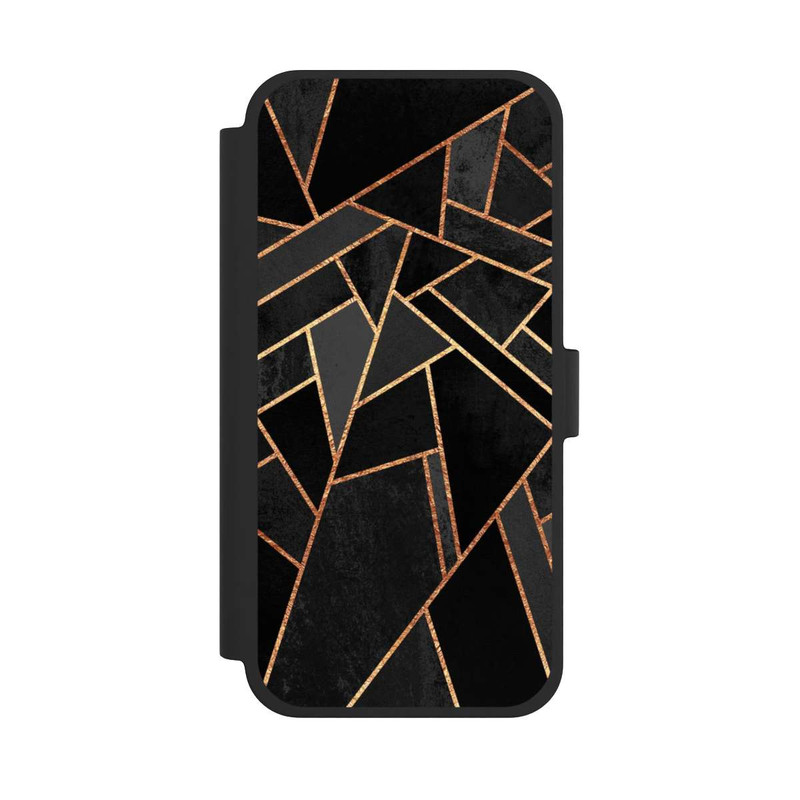 iPhone 15 Plus NIVOflip Schwarze Nacht Gold Druck