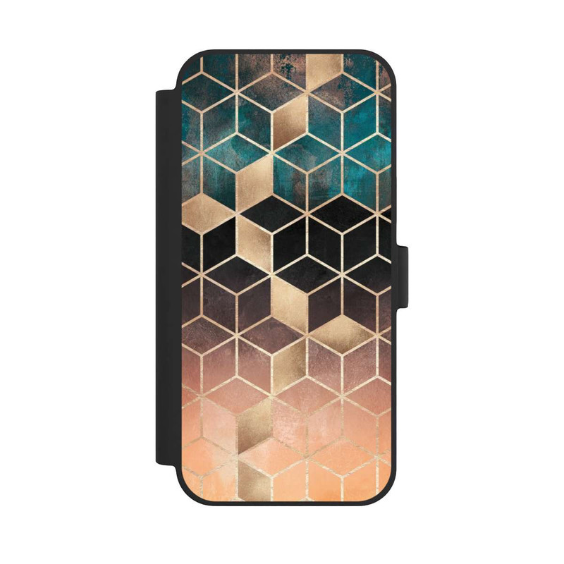 iPhone 15 Plus NIVOflip Ombre Dream Cubes Gold Print