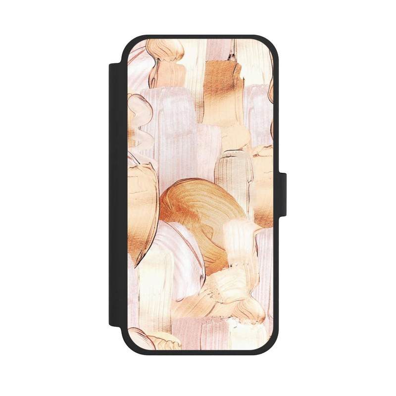 iPhone 15 Plus NIVOflip Weiß/Gold Pinsel Muster