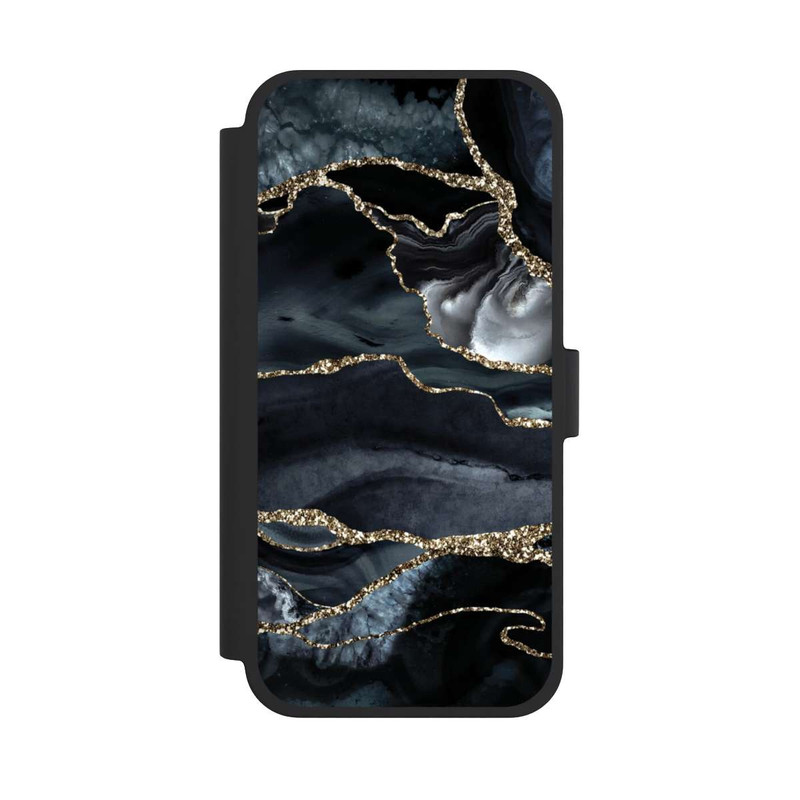 iPhone 15 Plus NIVOflip Or marbré foncé Aspect pailleté