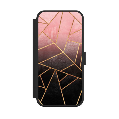 Apple iPhone 15 Plus NIVOflip Pinker und Schwarzer Stein Gold Druck