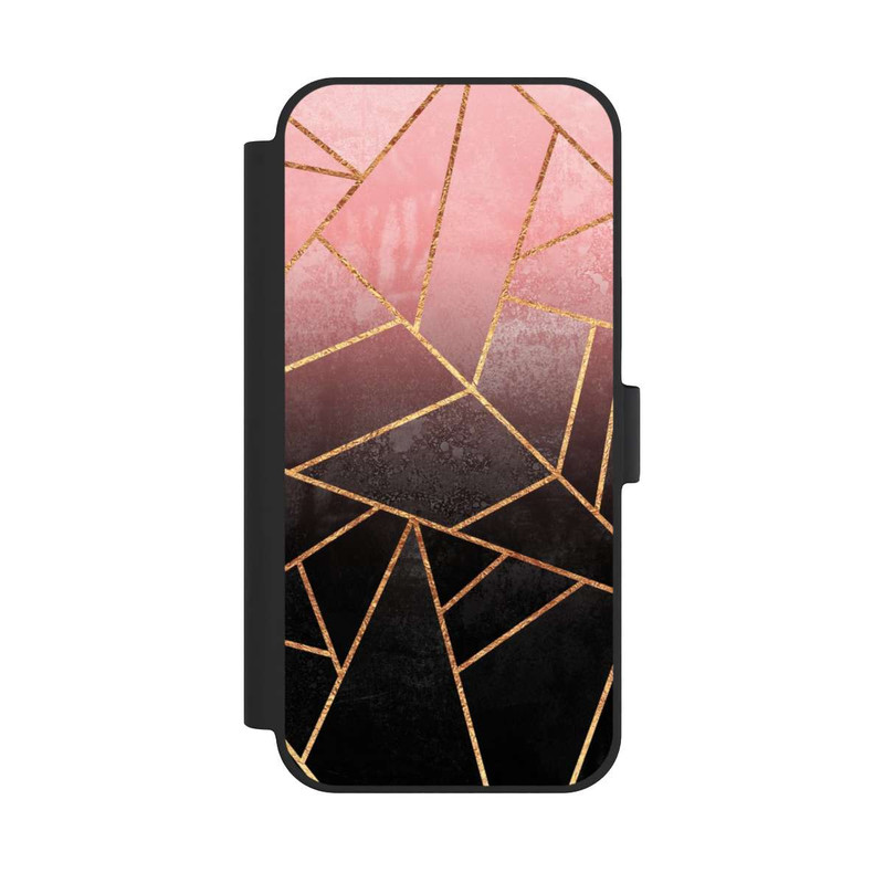 iPhone 15 Plus NIVOflip Pink And Black Stone Gold Print