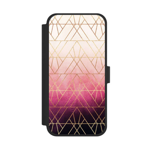 Apple iPhone 15 Plus NIVOflip Pink Ombre Dreiecke Golddruck
