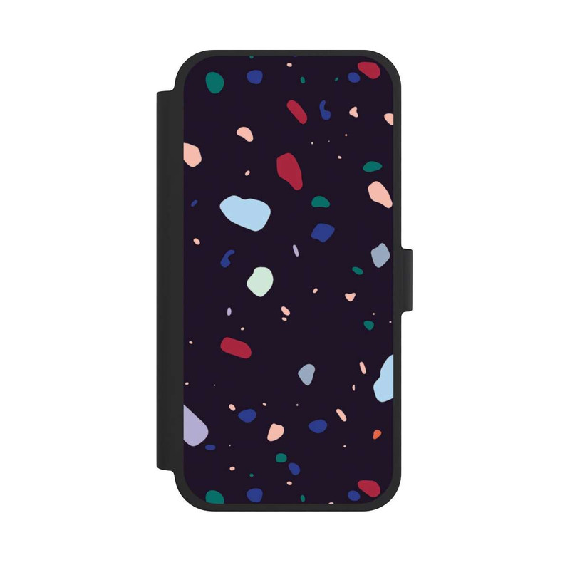 iPhone 15 Plus NIVOflip Moderner dunkel abgerundeter Terrazzo