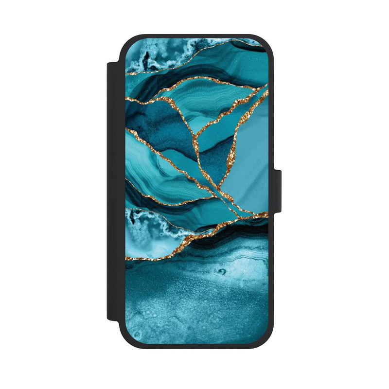 iPhone 15 Plus NIVOflip Eisblaue Marmor Landschaft