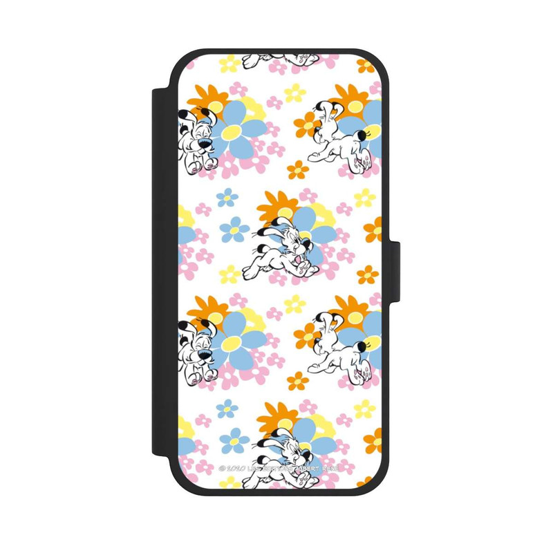 iPhone 15 Plus NIVOflip Idéfix sur fleurs colorées
