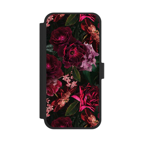 Apple iPhone 15 Plus NIVOflip Dunkelrote und rosa Blüten