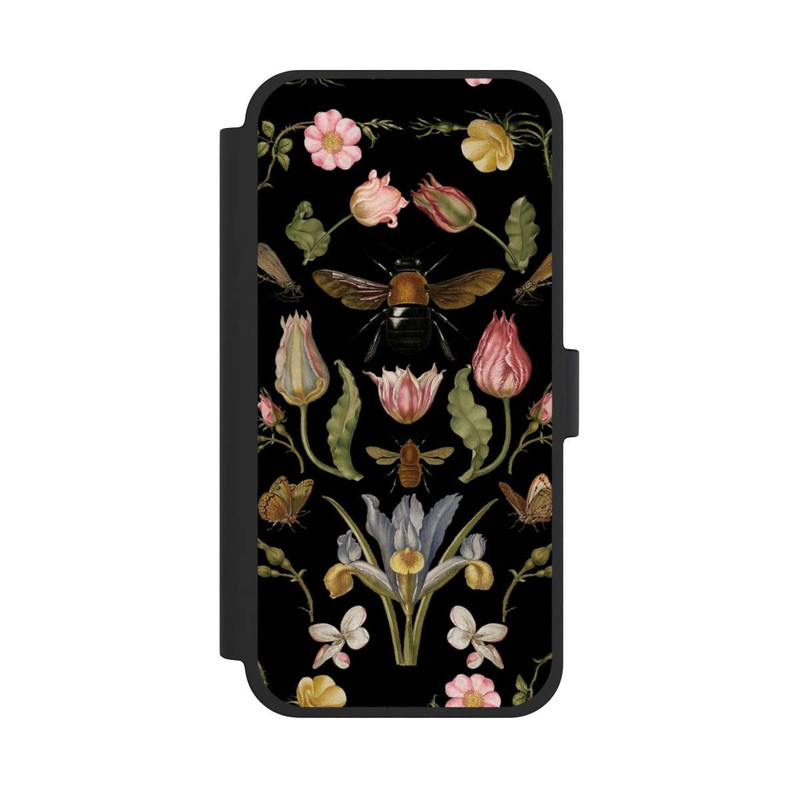 iPhone 15 Plus NIVOflip Wildblumen und Biene Schwarz